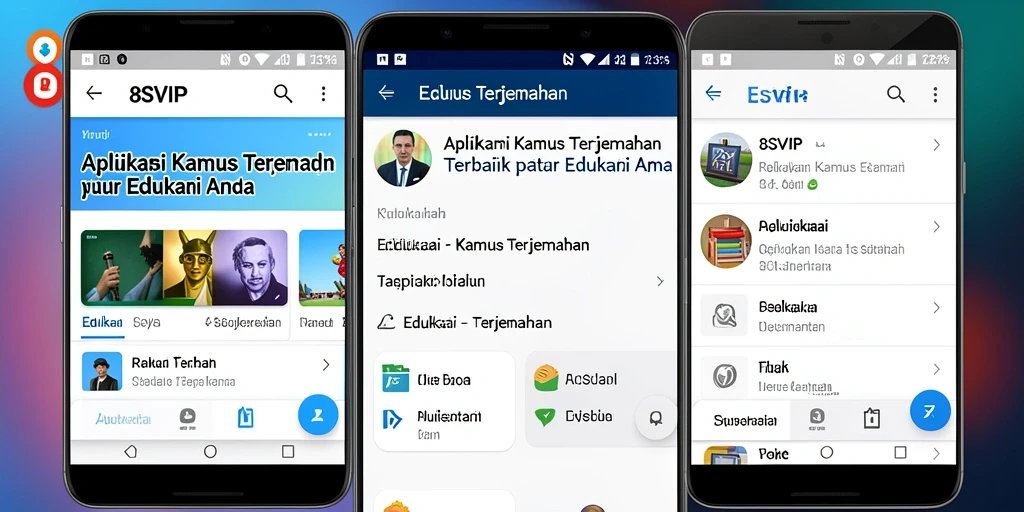 Tampilan antarmuka aplikasi Kamus Terjemahan 8SVIP yang user-friendly.