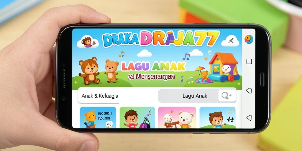 Antarmuka pengguna DRAJA777 yang ceria dan interaktif untuk lagu anak.