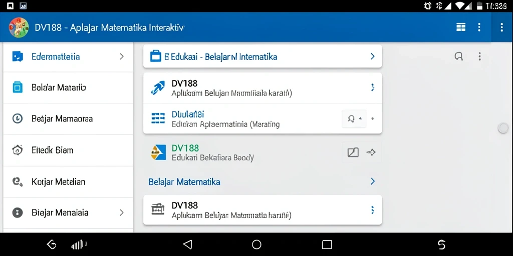 Antarmuka aplikasi DV188 yang interaktif untuk belajar matematika.