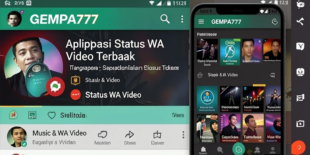 Tampilan antarmuka GEMPA777 untuk Status WA Video yang menarik.