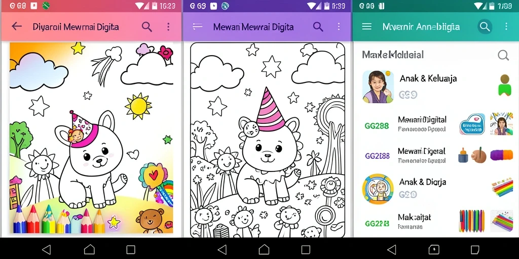 Antarmuka menarik dan intuitif dari aplikasi Mewarnai Digital GG288.