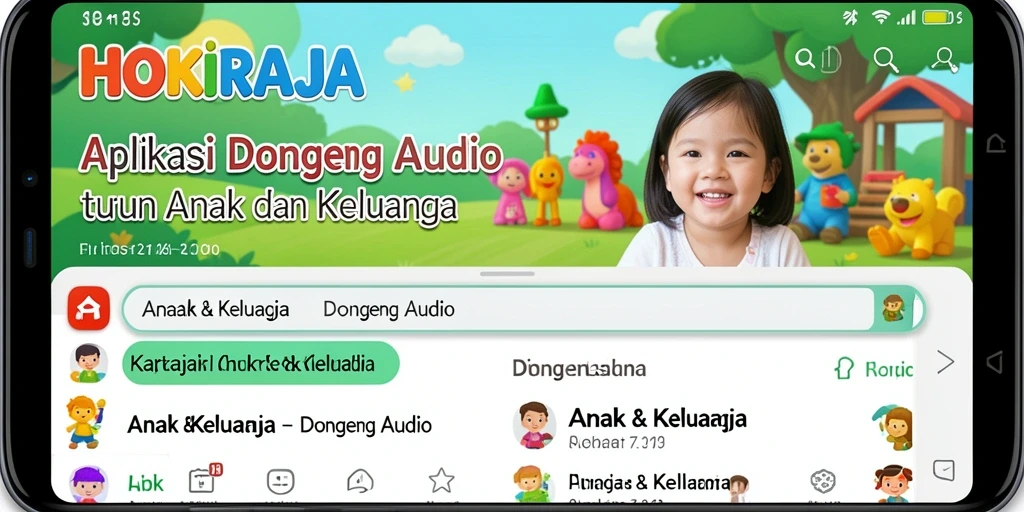 Tampilan antarmuka HOKIRAJA yang menarik dan ramah anak.