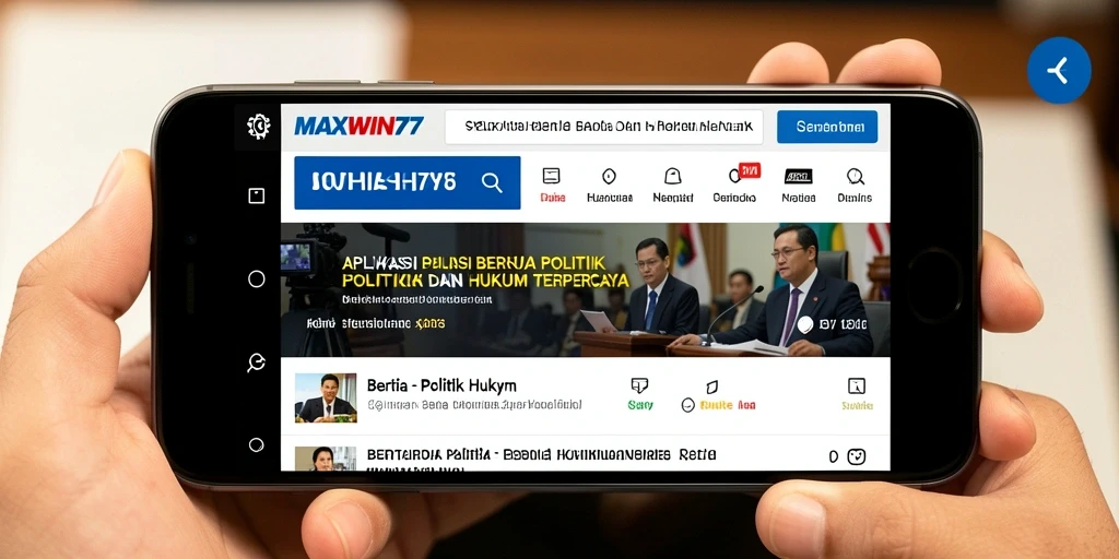 Tampilan antarmuka aplikasi MAXWIN77 untuk berita Politik Hukum.
