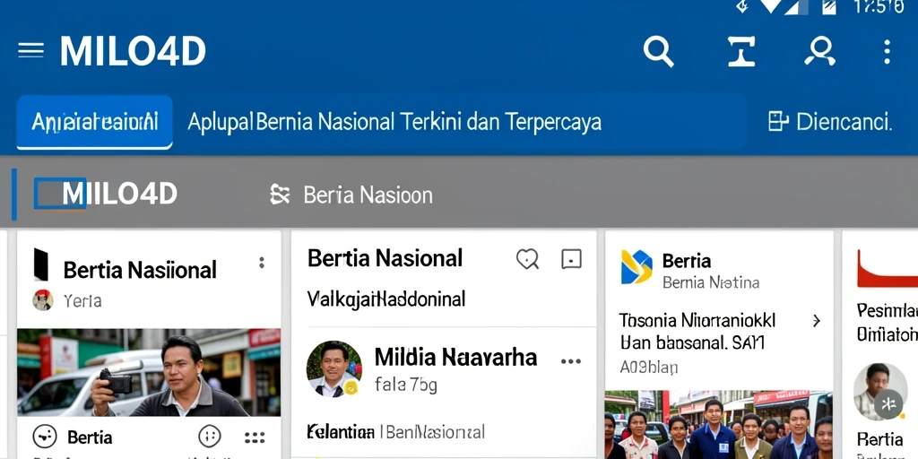 Tampilan antarmuka aplikasi MILO4D untuk berita nasional.