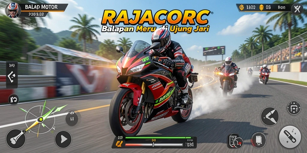Tampilan akurat antarmuka balap motor RAJACORC.