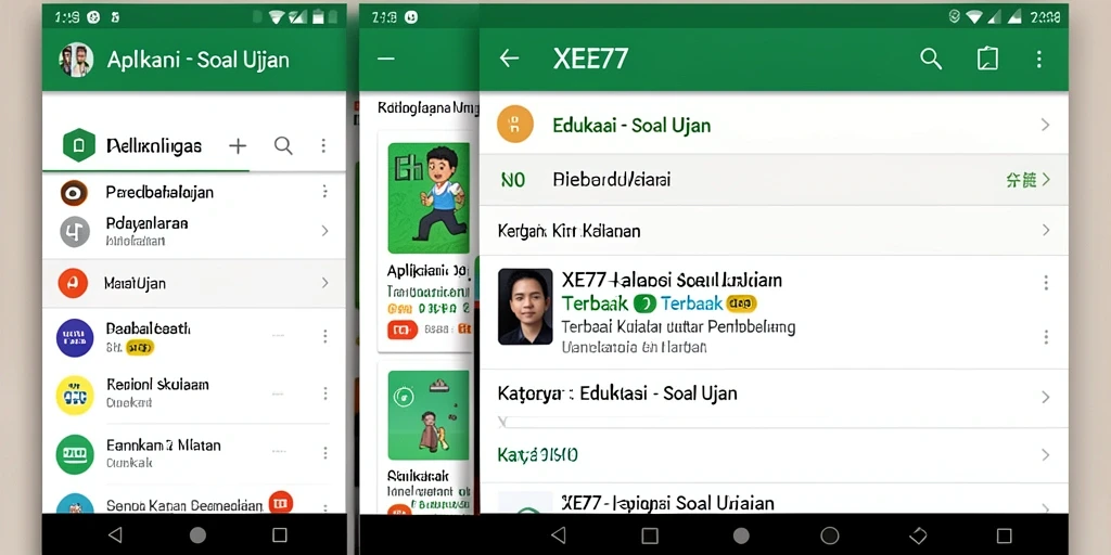 Tampilan antarmuka aplikasi XE77 untuk soal ujian yang interaktif.